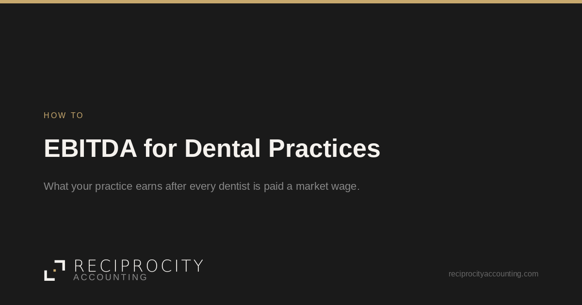 Reciprocity Accounting card: EBITDA for Dental Practices, a How To post.