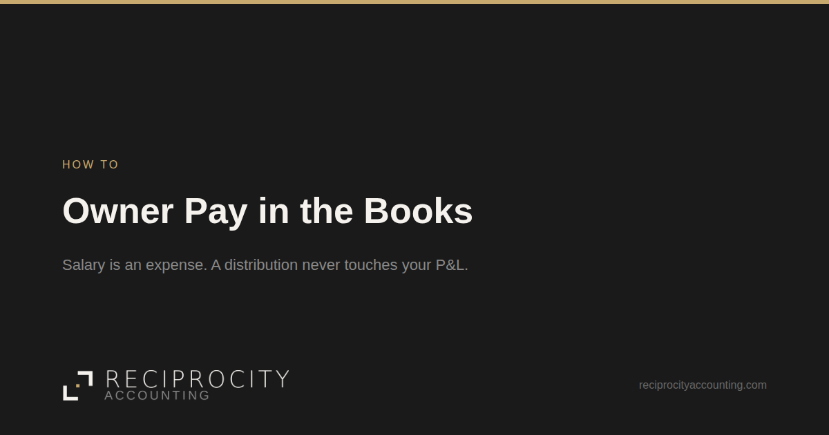 Reciprocity Accounting card: Owner Pay in the Books, a How To post.